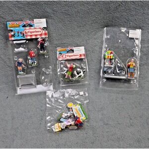 Lot Of 4 Lemax Summer Mini Figurine Sets Soccer Dog Shaved Ice Multicolor Resin